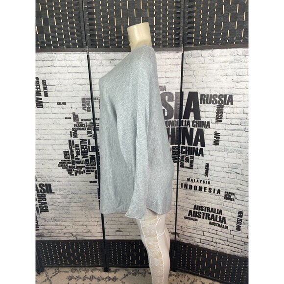 Premise XL Gray Heather Cashmere Blend Scoop Neck Long Dolman Sleeve Sweater - Picture 4 of 5